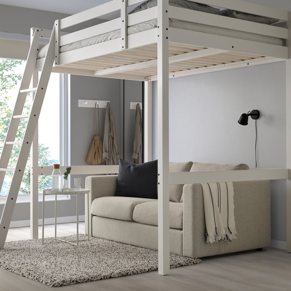 STORÅ loft bed frame, white stain, 140x200 cm