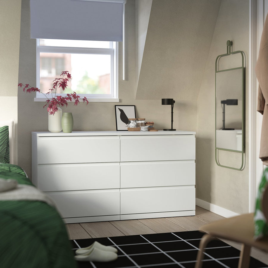 STORKLINTA chest of 6 drawers, white, 140x50x75 cm
