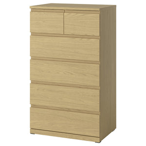 STORKLINTA chest of 6 drawers, oak effect, 70x50x120 cm