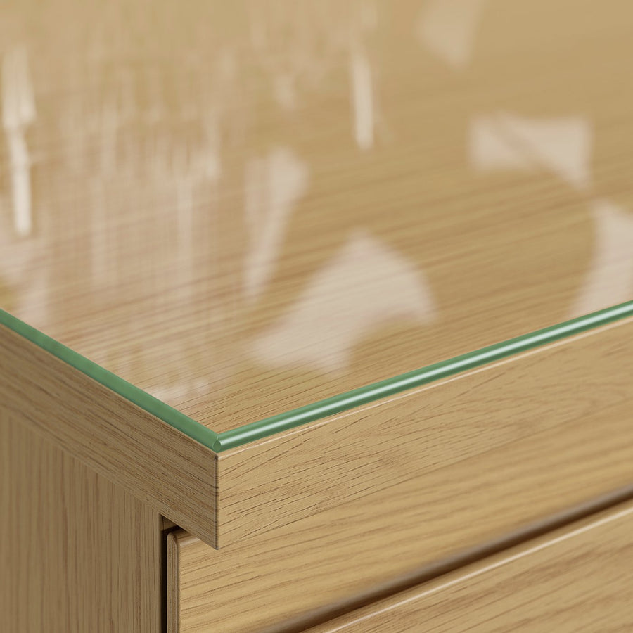 STORKLINTA glass top, transparent, 140x50 cm