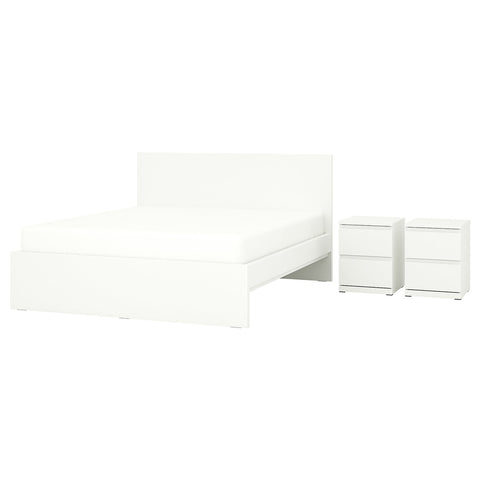 STORKLINTA bedroom furniture, set of 3, white, 160x190 cm