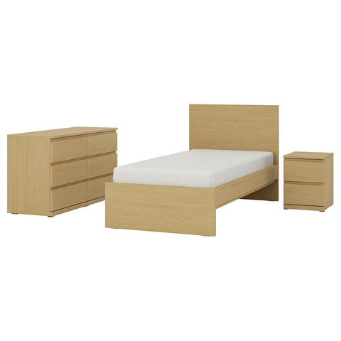 STORKLINTA bedroom furniture, set of 3, oak effect, 90x200 cm