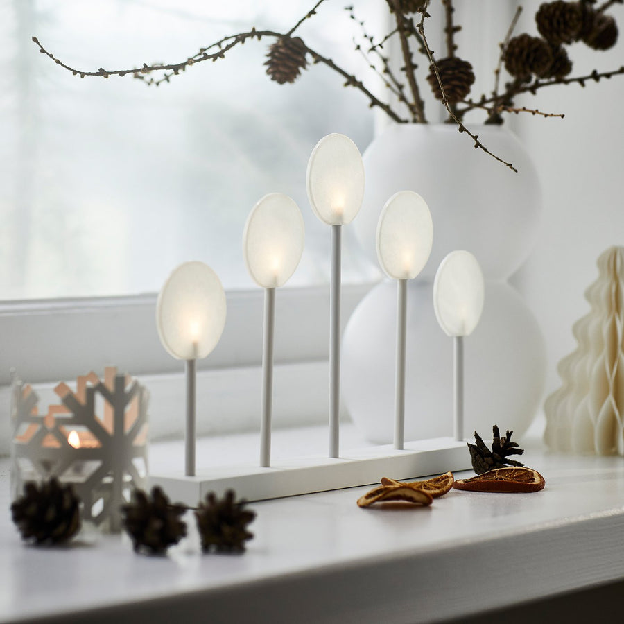STRÅLA LED candelabra, lollipops battery-operated/white, 29x20 cm
