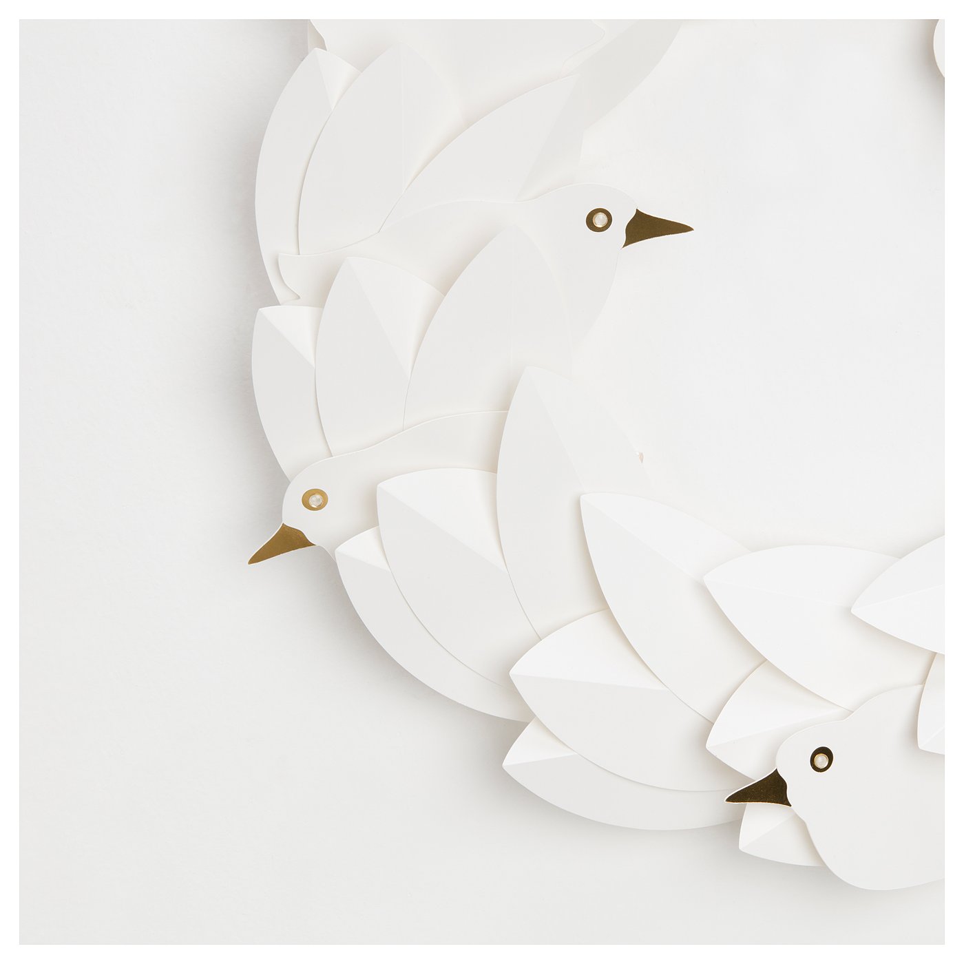 STRÅLA LED wreath, battery-operated/doves white, 39 cm