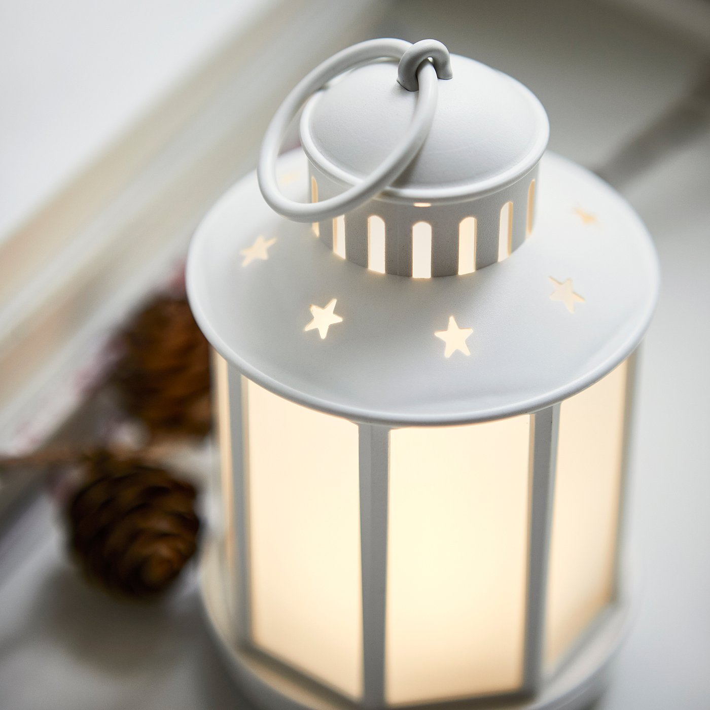 STRÅLA LED lantern, battery-operated white, 8 cm