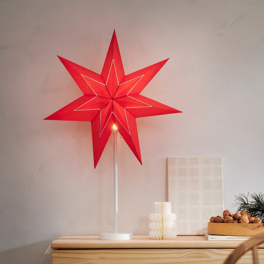 STRÅLA lamp shade, paper star/red, 56 cm