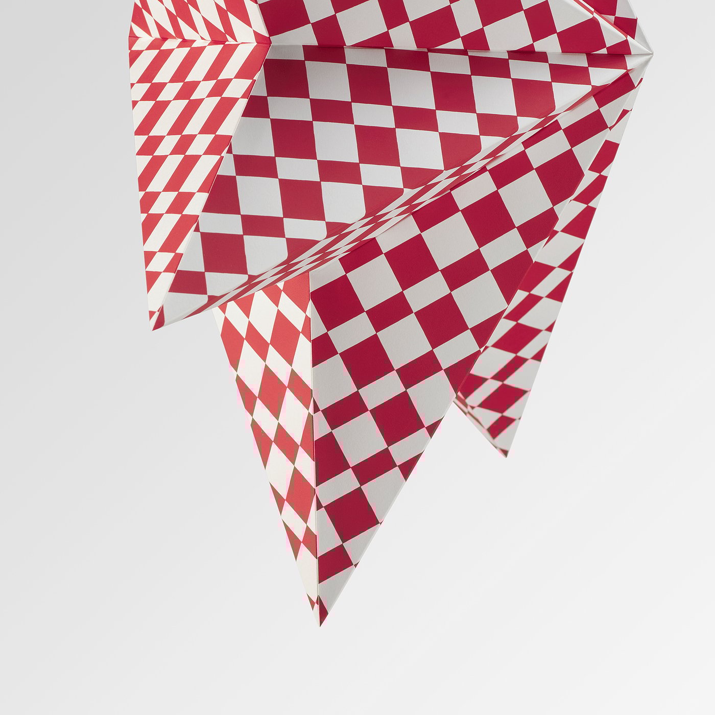 STRÅLA lamp shade, red/white, 48 cm