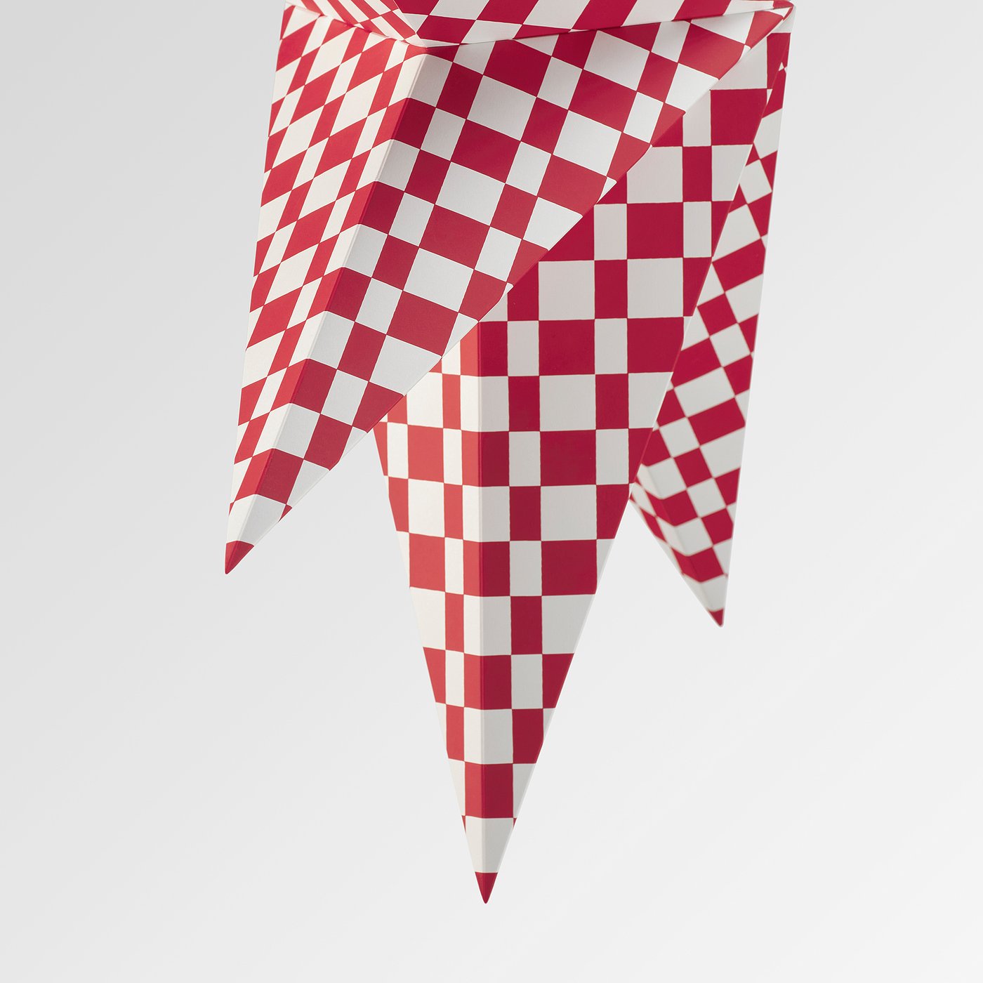 STRÅLA lamp shade, red/white, 70 cm