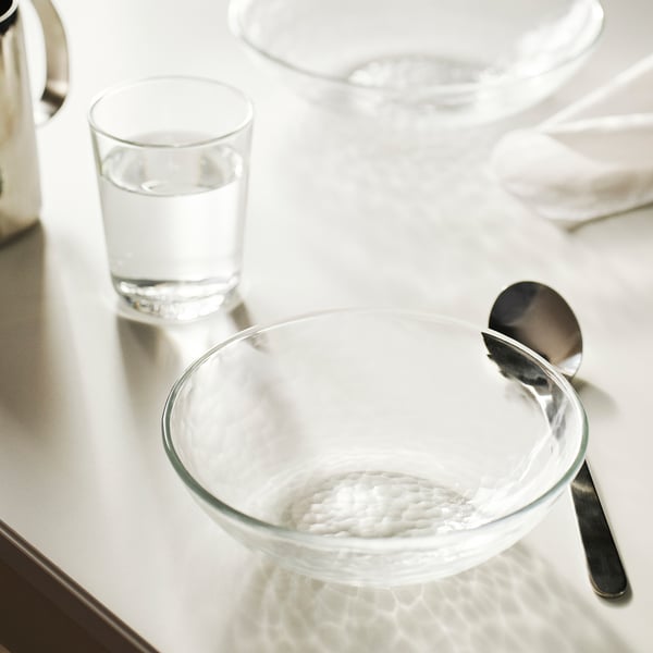 STRANDKRABBA bowl, glass/transparent, 15 cm