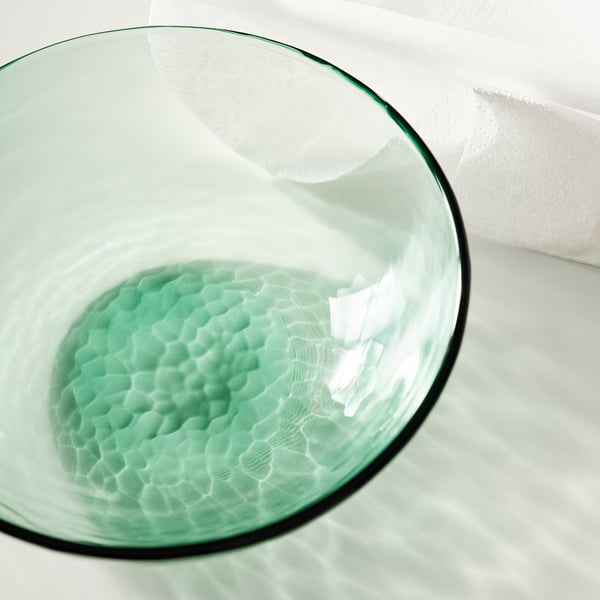 STRANDKRABBA bowl, glass/green, 15 cm