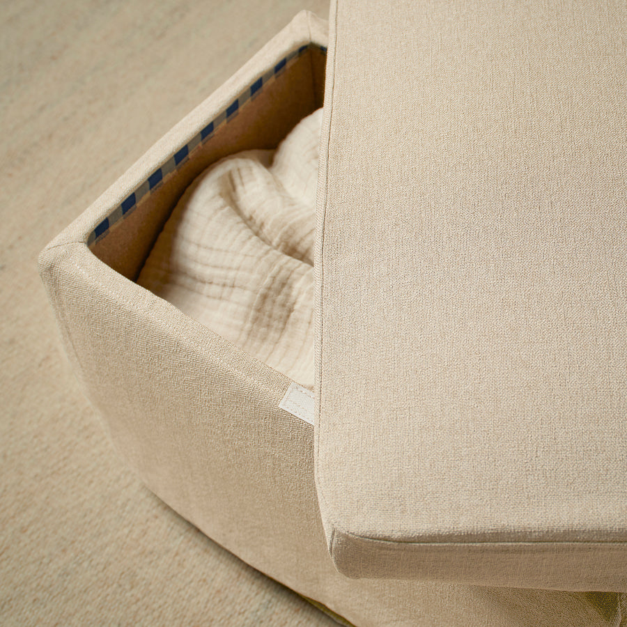 STRANDMON slipcover for footstool, Naggen beige
