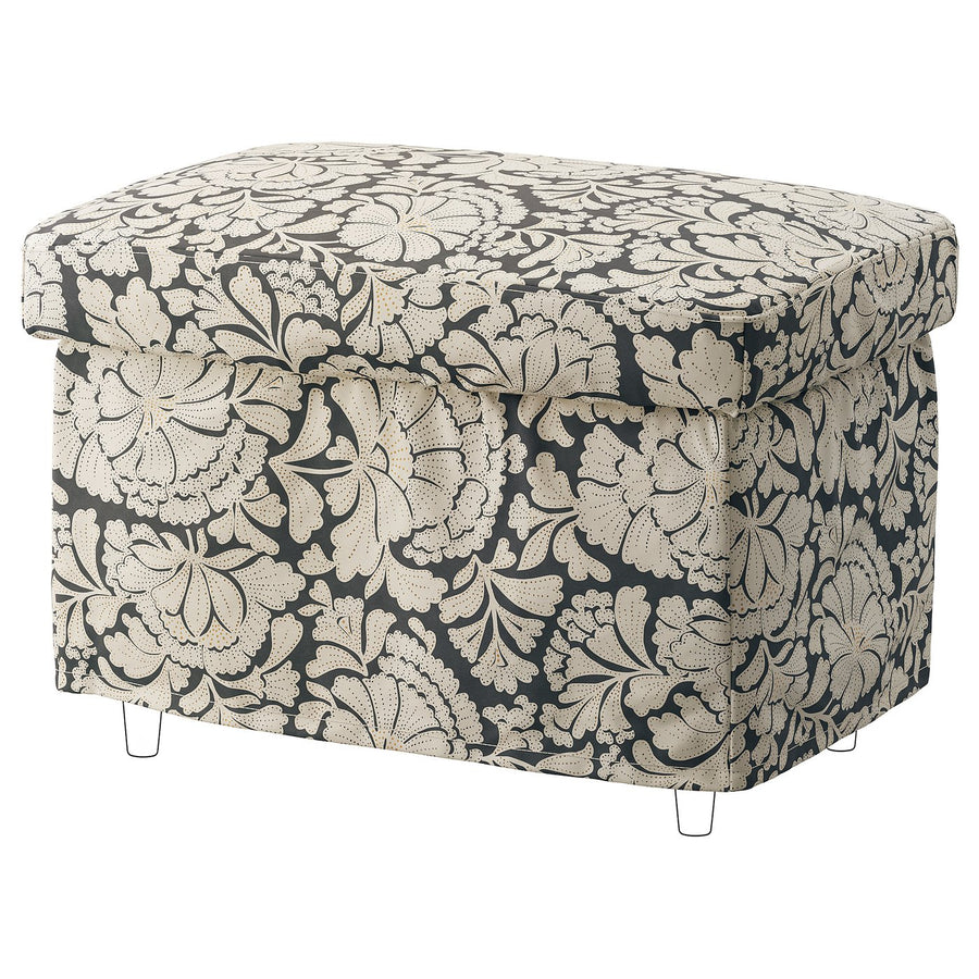 STRANDMON slipcover for footstool, Ribersborg dark grey/beige