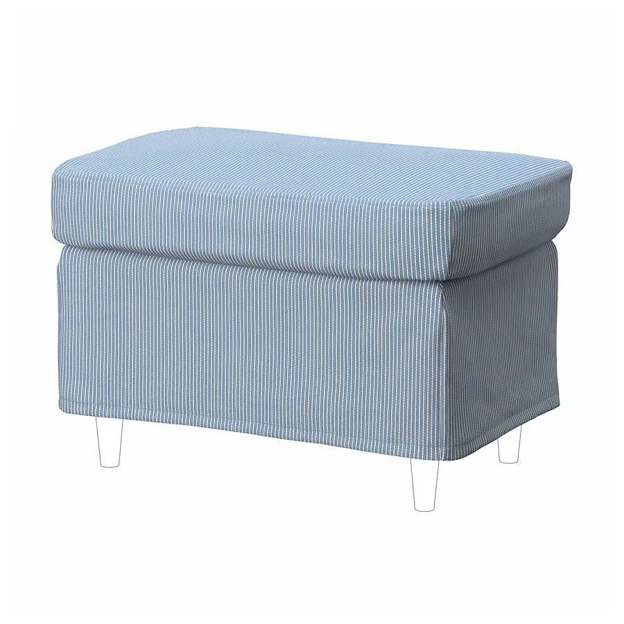 STRANDMON slipcover for footstool, Sjölyckan dark blue/beige stripe pattern