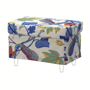 STRANDMON slipcover for footstool, Stigsbo multicolour/beige