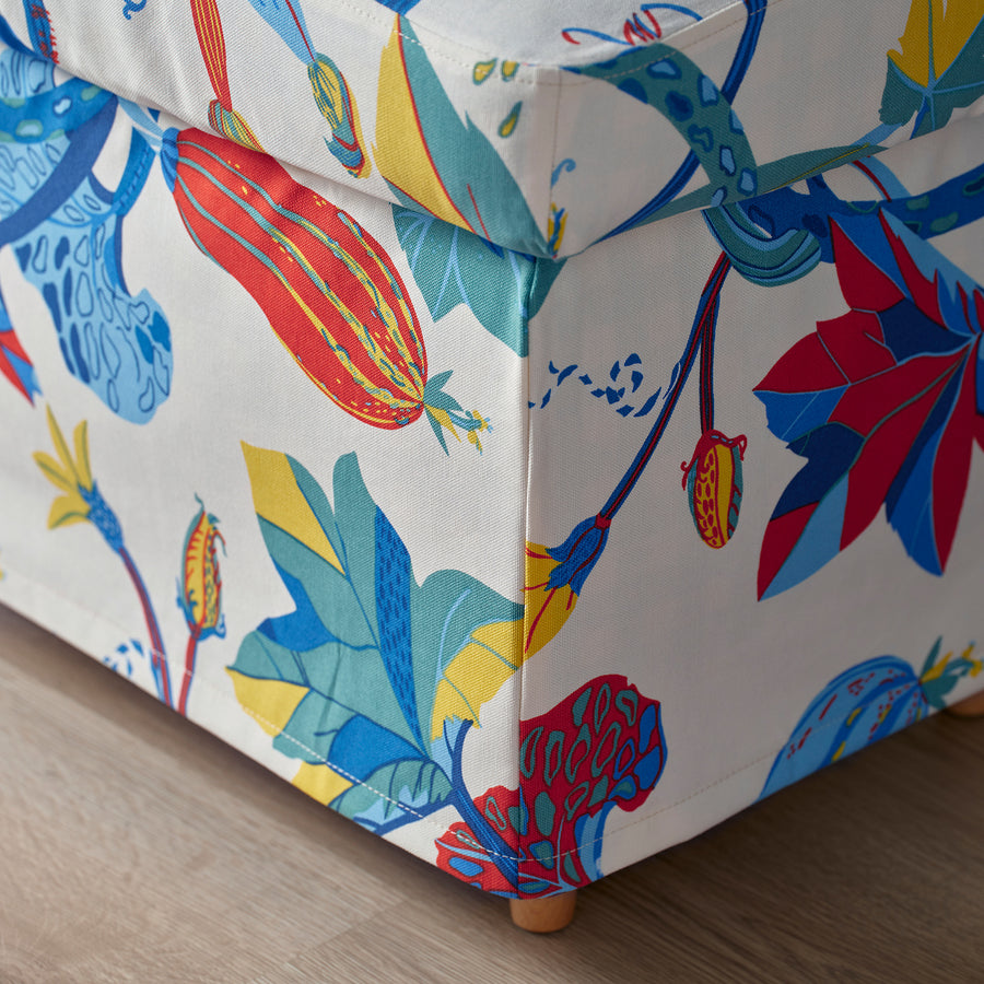 STRANDMON slipcover for footstool, Stigsbo multicolour/beige