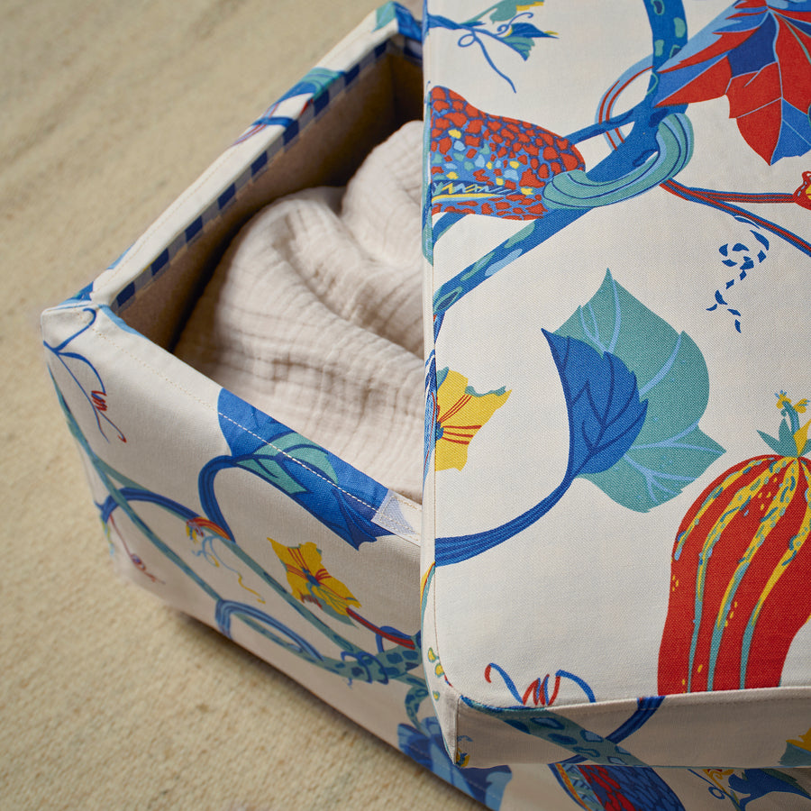 STRANDMON slipcover for footstool, Stigsbo multicolour/beige