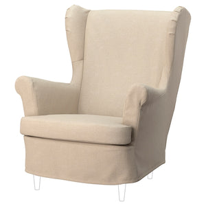 STRANDMON slipcover for wing chair, Naggen beige