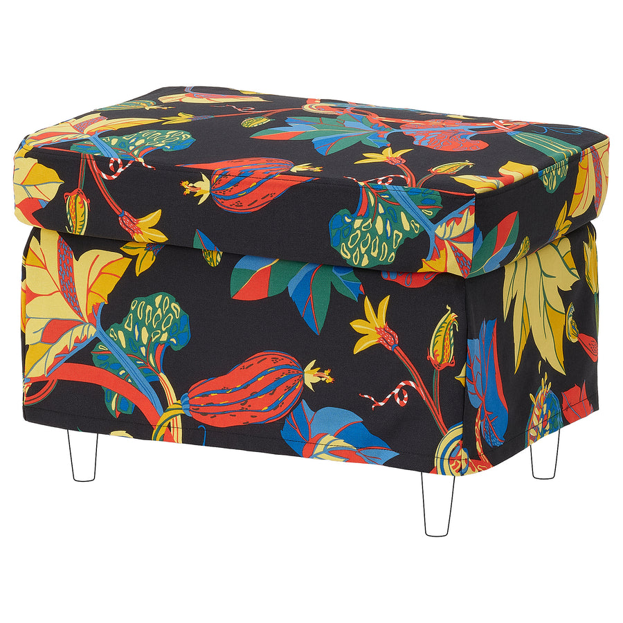 STRANDMON slipcover for armchair/footstool, Stigsbo multicolour/black