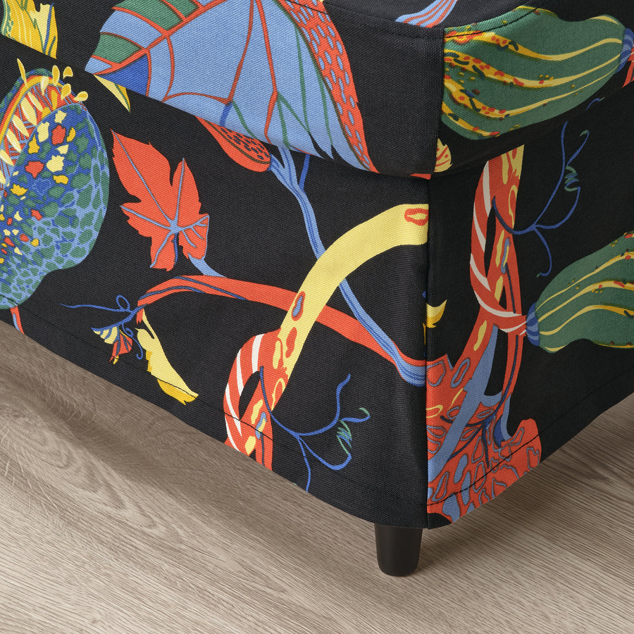 STRANDMON slipcover for armchair/footstool, Stigsbo multicolour/black