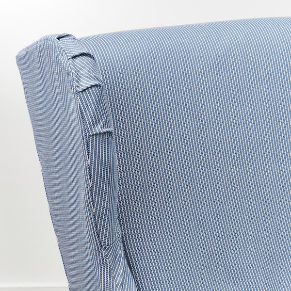 STRANDMON slipcover for wing chair, Sjölyckan dark blue/beige stripe pattern