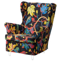 STRANDMON slipcover for wing chair, Stigsbo multicolour/black