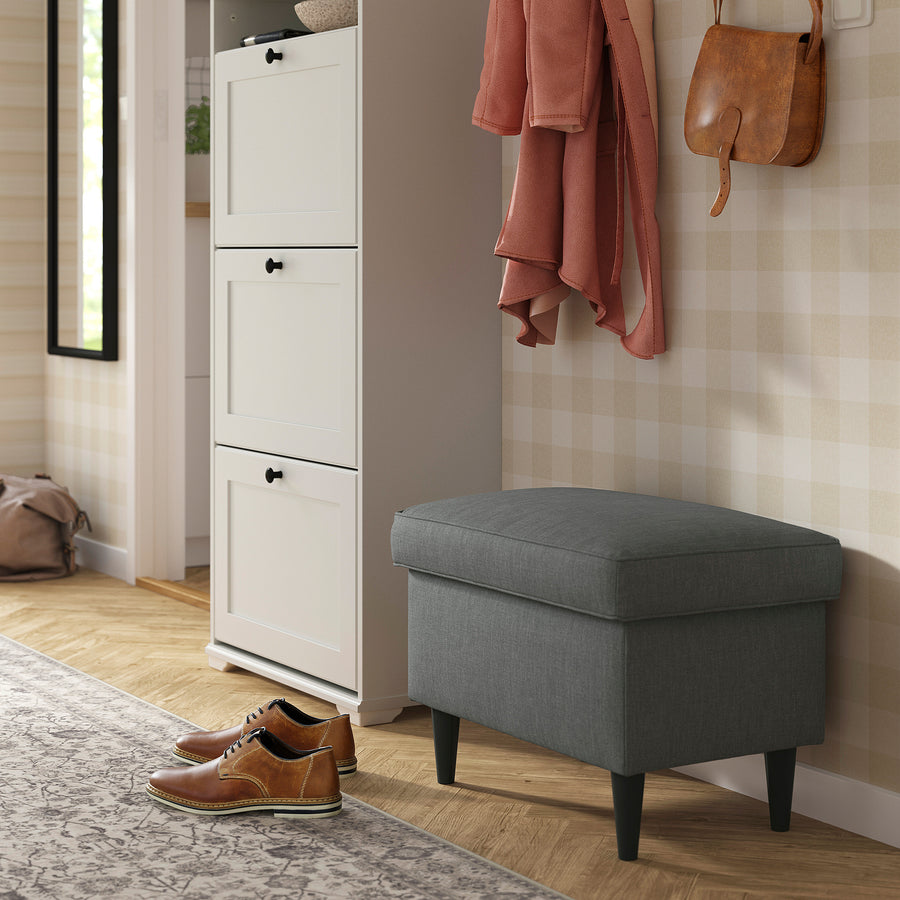 STRANDMON footstool with storage, Nordvalla dark grey, 60x44x40 cm
