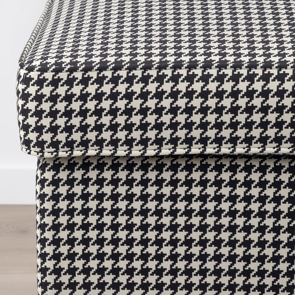STRANDMON footstool, Vibberbo black/beige, 60x40 cm