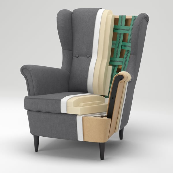 STRANDMON wing chair, Nordvalla dark grey, 82x101x96 cm