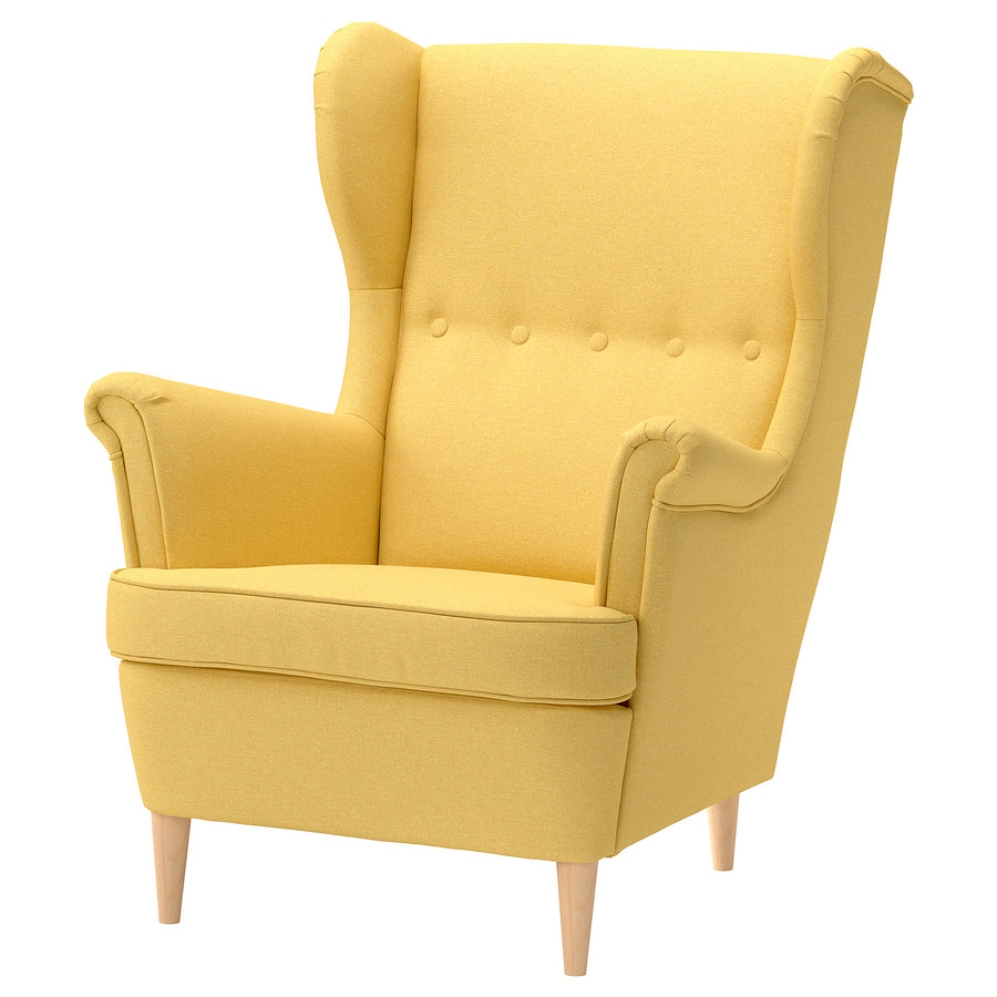 STRANDMON wing chair, Tibbleby yellow, 49x101x96 cm