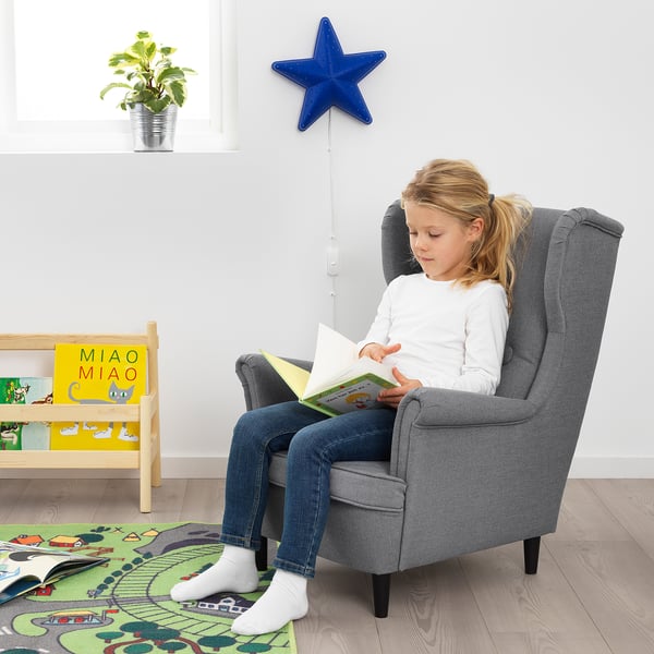 STRANDMON children's armchair, Vissle grey, 44x71x62 cm