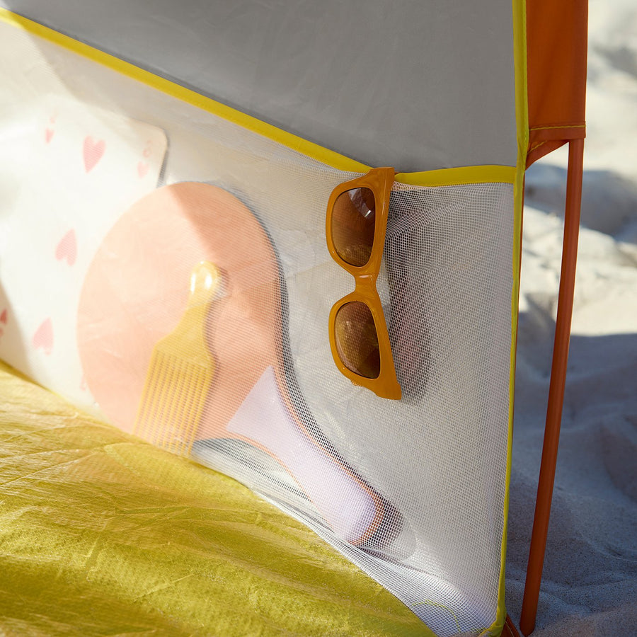 STRANDÖN sun/wind shelter, bright orange/bright yellow, 178x150 cm