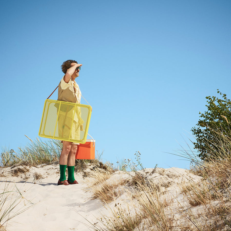 STRANDÖN folding table, bright yellow, 70x55 cm