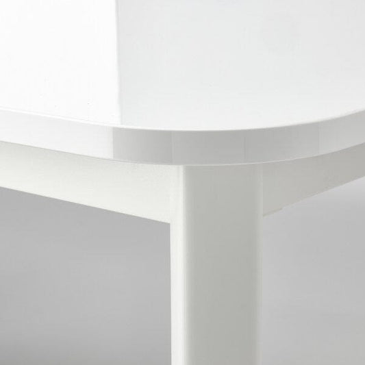 Ikea STRANDTORP / BERGMUND - Table and 4 chairs, white/Gunnared smoke grey white,150/205/260 cm