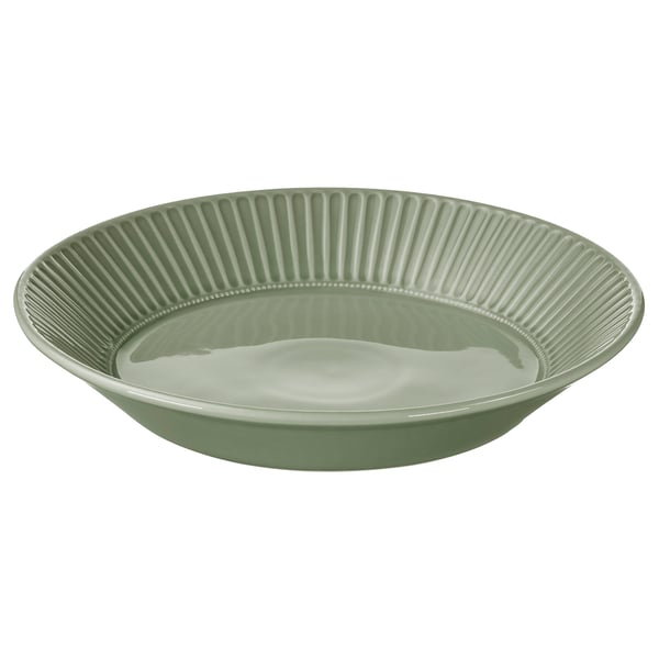 STRIMMIG serving plate, stoneware pale grey-green, 29 cm