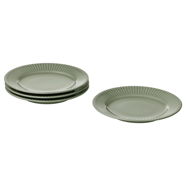 Ikea STRIMMIG - Side plate, stoneware pale grey-green, 21 cm