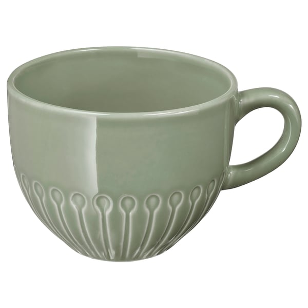 STRIMMIG mug, stoneware pale grey-green, 36 cl