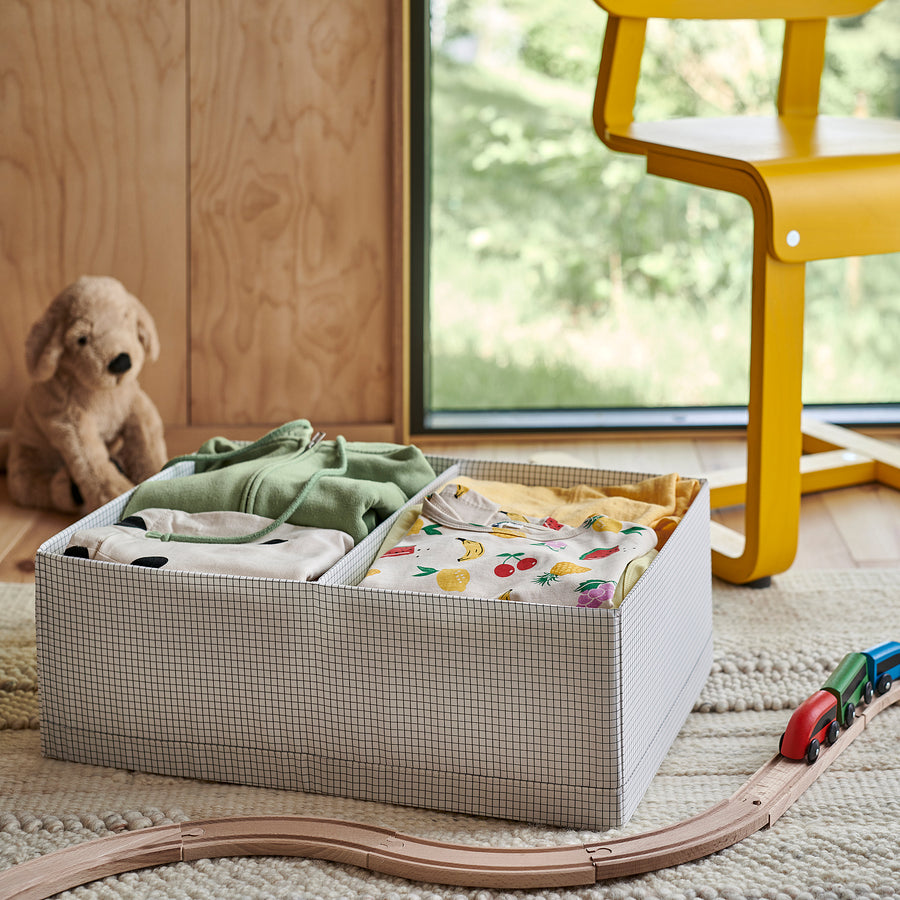 STUK box with compartments, white/black, 32x18x51 cm