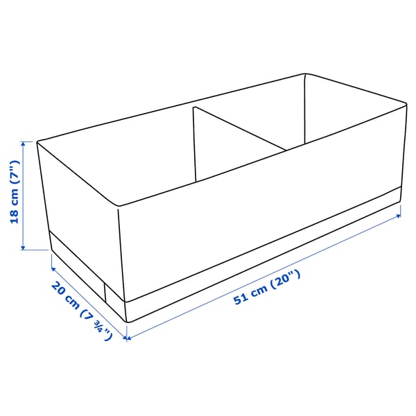 STUK box with compartments, white, 20x51x18 cm