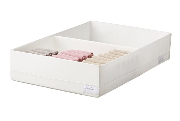 STUK box with compartments, white, 34x51x10 cm