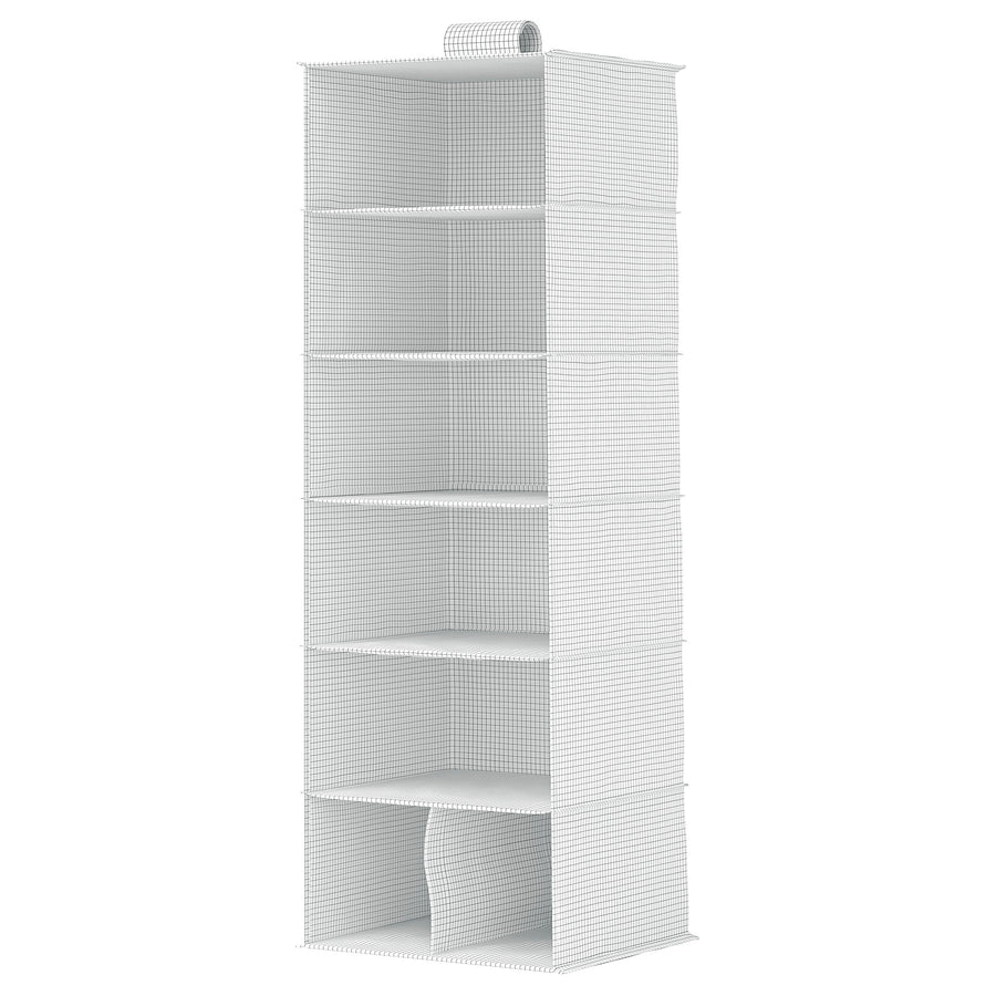 STUK hanging storage with 7 compartments, white/black, 30x90x30 cm