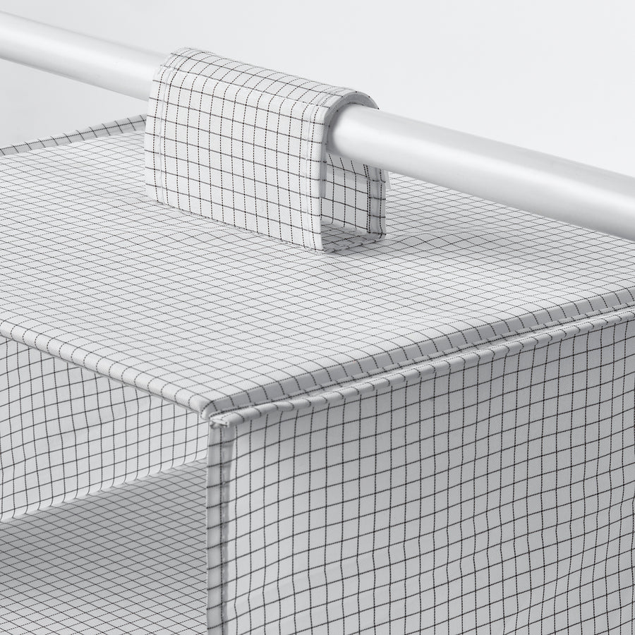 STUK hanging storage with 7 compartments, white/black, 30x90x30 cm