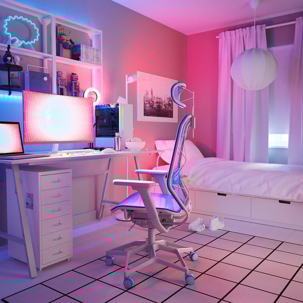 STYRSPEL gaming chair, blue/light grey, 50x118x69 cm