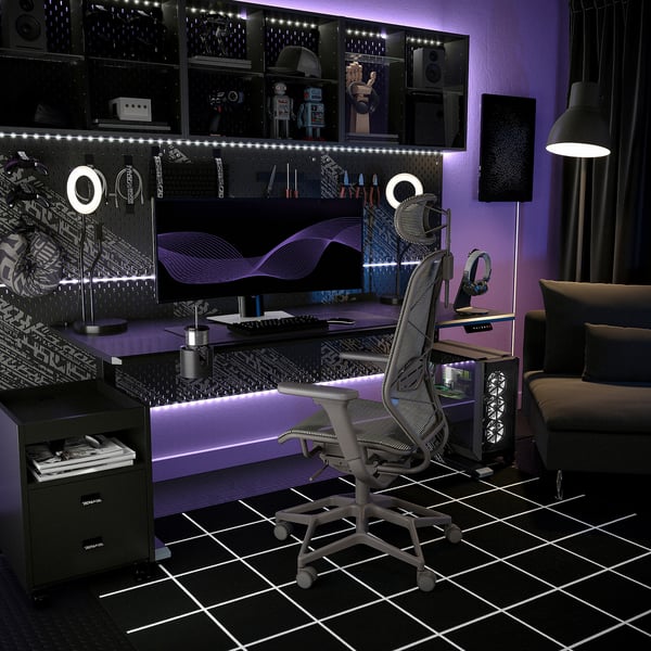 STYRSPEL gaming chair, dark grey/grey, 50x118x69 cm