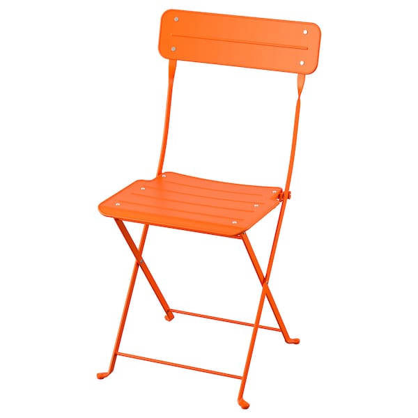 SUNDSÖ folding chair, bright orange outdoor