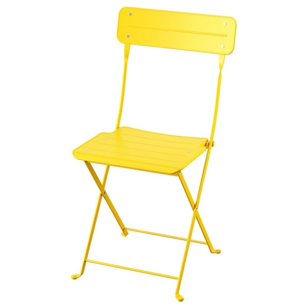 SUNDSÖ folding chair, bright yellow outdoor