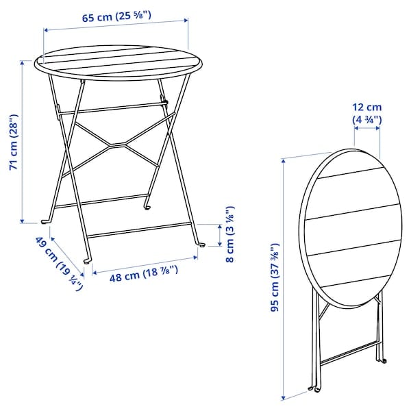 Ikea SUNDSÖ - Folding table and 2 chairs, outdoor off-white/off-white Kuddarna light gray-beige,65 cm