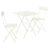 SUNDSÖ table and 2 folding chairs, outdoor off-white/off-white, 65x65 cm