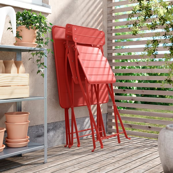 SUNDSÖ table, bright red outdoor, 65x65 cm