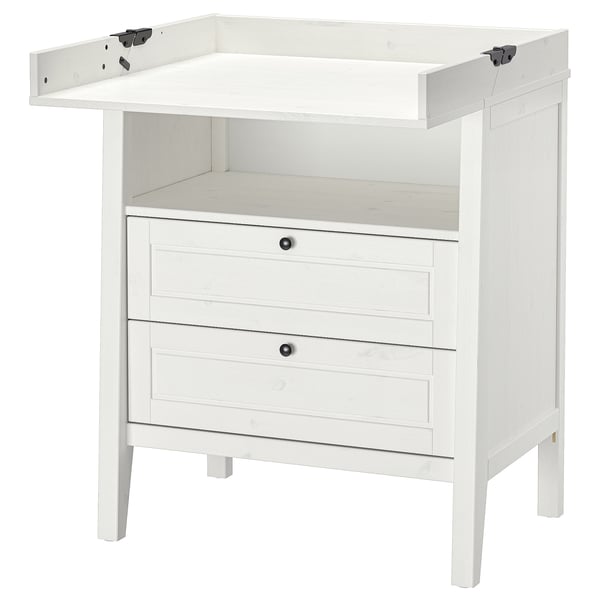 SUNDVIK changing table/chest of drawers, white, 78x18x46 cm