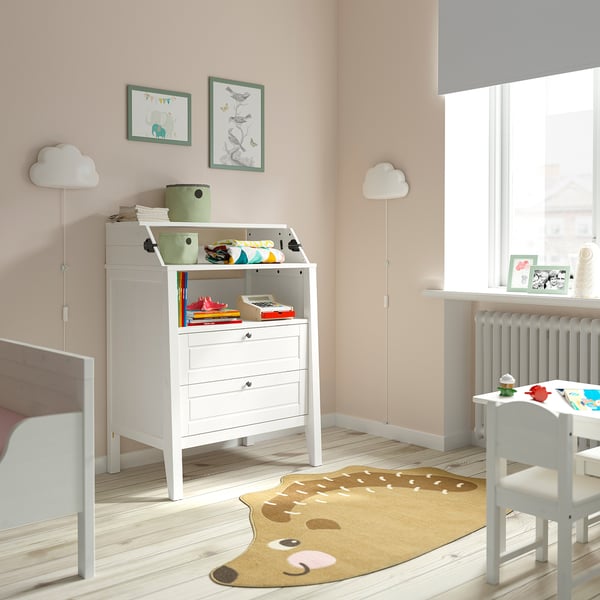 SUNDVIK changing table/chest of drawers, white, 78x18x46 cm